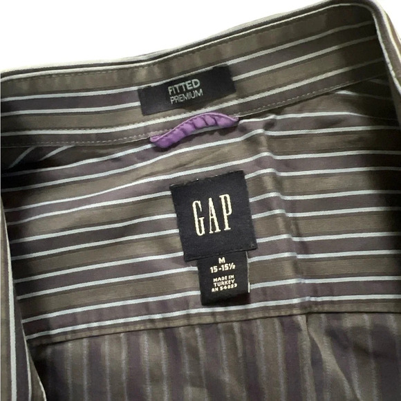 Gap Oxford Fitted Premium Long Sleeve Shirt Blue Stripe - Picture 6 of 6